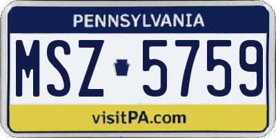 PA license plate MSZ5759