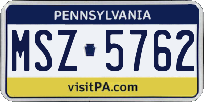 PA license plate MSZ5762