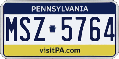 PA license plate MSZ5764