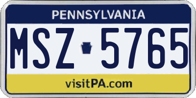 PA license plate MSZ5765