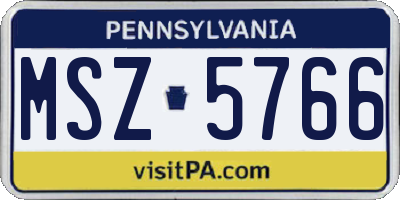 PA license plate MSZ5766