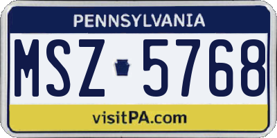 PA license plate MSZ5768