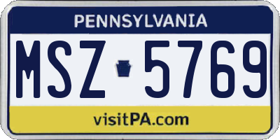 PA license plate MSZ5769