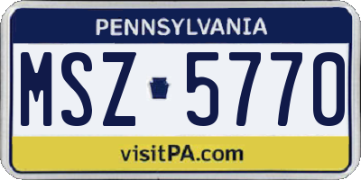 PA license plate MSZ5770