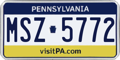 PA license plate MSZ5772