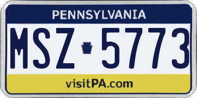 PA license plate MSZ5773