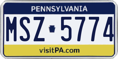 PA license plate MSZ5774