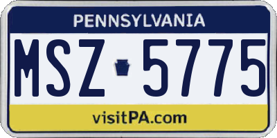 PA license plate MSZ5775