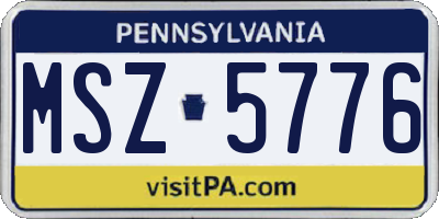 PA license plate MSZ5776