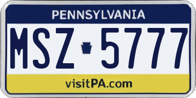 PA license plate MSZ5777