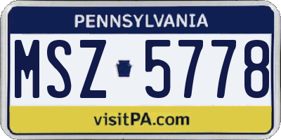 PA license plate MSZ5778
