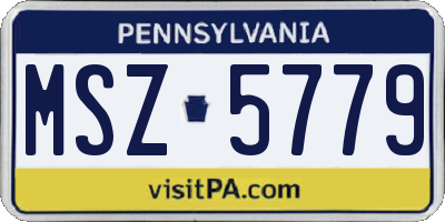 PA license plate MSZ5779