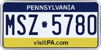 PA license plate MSZ5780