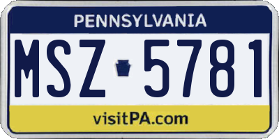 PA license plate MSZ5781