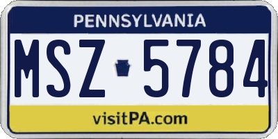 PA license plate MSZ5784