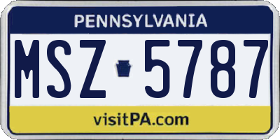 PA license plate MSZ5787