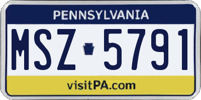 PA license plate MSZ5791