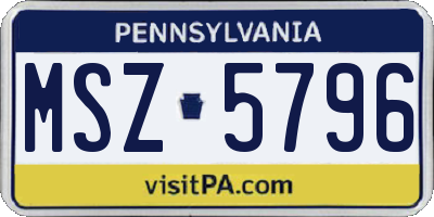 PA license plate MSZ5796