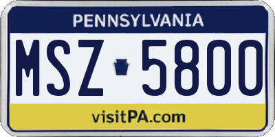 PA license plate MSZ5800