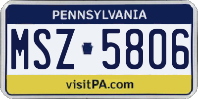 PA license plate MSZ5806