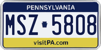 PA license plate MSZ5808