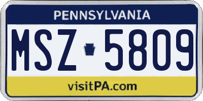 PA license plate MSZ5809