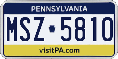 PA license plate MSZ5810