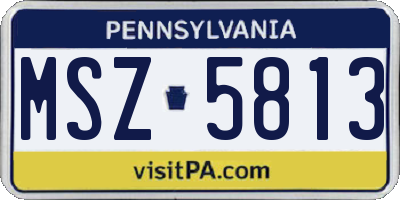PA license plate MSZ5813