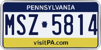 PA license plate MSZ5814