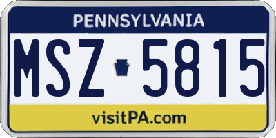 PA license plate MSZ5815
