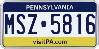 PA license plate MSZ5816