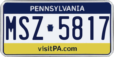 PA license plate MSZ5817