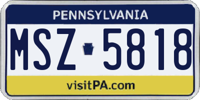 PA license plate MSZ5818
