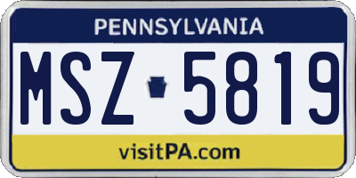 PA license plate MSZ5819