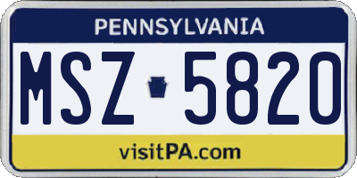 PA license plate MSZ5820