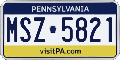 PA license plate MSZ5821
