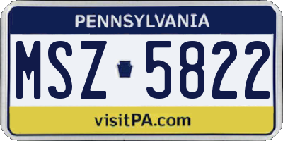 PA license plate MSZ5822
