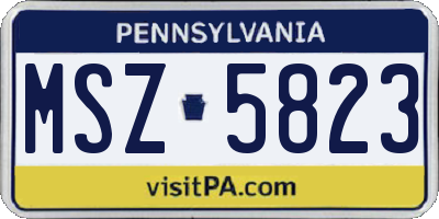 PA license plate MSZ5823