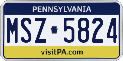 PA license plate MSZ5824