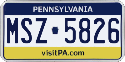 PA license plate MSZ5826