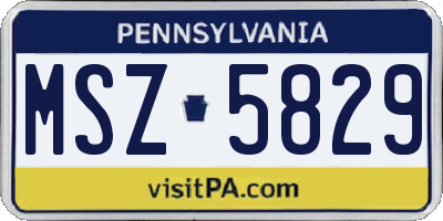 PA license plate MSZ5829
