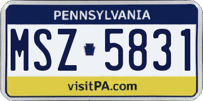 PA license plate MSZ5831