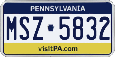 PA license plate MSZ5832