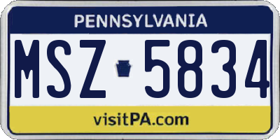 PA license plate MSZ5834