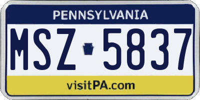 PA license plate MSZ5837