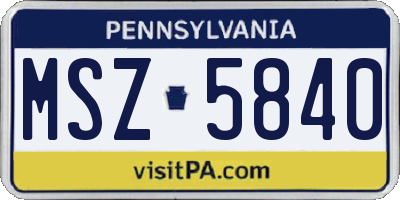 PA license plate MSZ5840