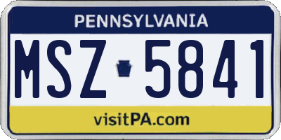 PA license plate MSZ5841