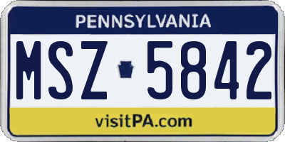 PA license plate MSZ5842