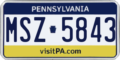 PA license plate MSZ5843