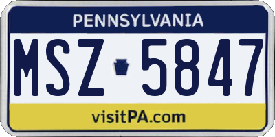 PA license plate MSZ5847